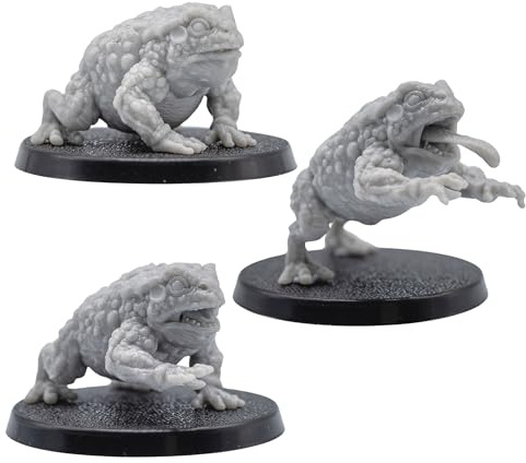 Giant Toad Miniatures Set - 3 Giant Toad Monster Figures for Tabletop RPGs | 32mm Fantasy Creatures | DnD, Pathfinder, Wargames | Forged Path Miniatures | Grey Resin Models for Gamers