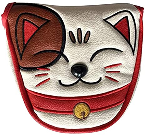 SM SunniMix Housse pour Putter Maillet - Club Golf Motif Chat Chanceux Souriant Cadeau pour Homme Et Femme