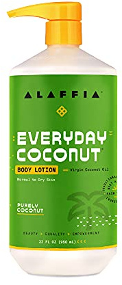 Alaffia EveryDay Coconut Hydrating Body Lotion, Normal to Dry Skin, Moisturizing Support for Soft & Supple Skin, Purely Coconut, 32 Fl Oz