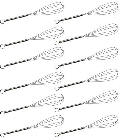 CHuangQi (Pack of 12) 7 inch Stainless Steel Whisk for Cooking, Blending, Whisking, Beating, Stirring, Balloon Whisk/Kitchen Whisk
