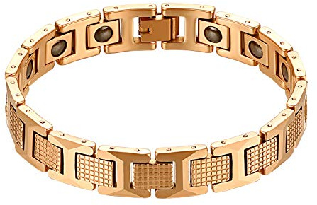 JewelryWe Smycken magnetarmband män magnetterapi rostfritt stål stor tung bred länk armband hälsa armband armband för män, 20.8 cm, Volframkarbid