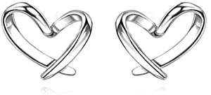 Reffeer 925 Sterling Silber Herz-Ohrstecker für Damen, kleine Ohrstecker, Herz-Ohrringe (A-Silver)