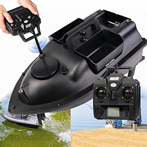 UZOURI Remote Control Fishing Boat, 500 m GPS Feeding Boat, Remote Controlled, Cruise Control and LED, Feeding Boat with Remote Control, Remote Controlled Boat for Fishing