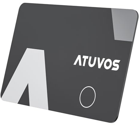 ATUVOS Air Tag Card Wallet Tracker Thin 1.6mm, Smart Tag compatibile con Apple Dov'è (solo iOS, Android non supportato), Bluetooth Localizzatore per Valigie, Portafoglio, Borse, Bagagli, 1 Pezzo Nero