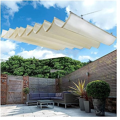 PHLEPS Sun Shade Sail, Retractable Wave Shade Cover Sun Shade Sail Canopy Awning UV Block Heavy Duty, Easy to Install Outdoor Patio Carport, We Make Custom Size (Color : Off White, Size : 1.3x10m)