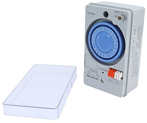 Minuterie Mécanique 24 Heures, Faible Consommation D'énergie, Interrupteur Horaire pour Chauffe-eau et Lampadaires 220VAC, Contrôle Automatique