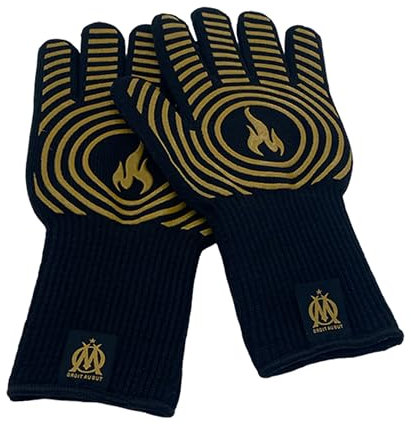 2 x Gant Heat Anti Chaleur Four/Barbecue Om - Collection Officielle OLYMPIQUE DE MARSEILLE