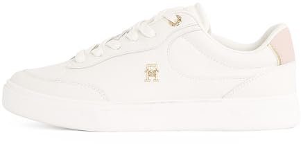 Tommy Hilfiger Damen Court Sneaker Essential Chic aus Leder, Elfenbein (Ancient White), 37