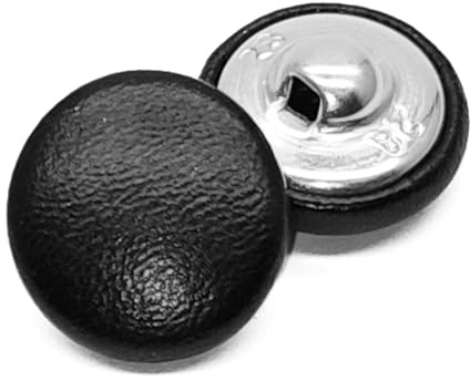 10 Pcs Pu Leather Covered Buttons 18mm Metal Shank Round Sewing Buttons for Suit Shirt Decoration, Black