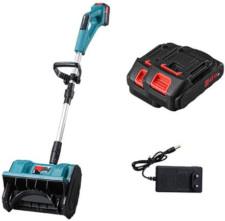 Pala Da Neve Leggera, Turbina Da Neve Senza Spazzole con Impugnatura Anteriore Regolabile, Doppio Interruttore Di Sicurezza, Turbina Da Neve Portatile per Vialetti e Patio(Two Batteries)