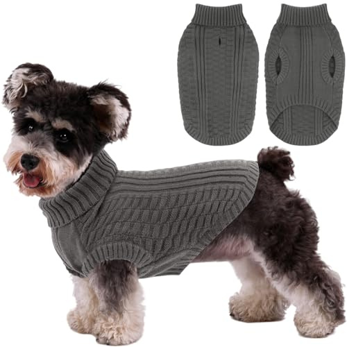 CITÉTOILE Maglione in Lana per Cani e Gatti - Giacca Calda e Morbida Cappotto Vestiti per Animali Invernali - Adatto per Cane Piccoli, Medi e Grandi, Grigio, XS