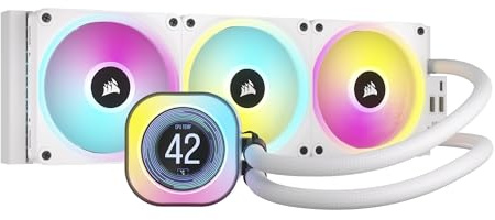 CORSAIR iCUE LINK H150i LCD-Flüssig-CPU-Kühler - 360mm AIO - QX120 RGB-Lüfter - 2,1 IPS-LCD-Bildschirm - Passend Für Intel LGA 1700, AMD AM5 - iCUE LINK System Hub - Weiss