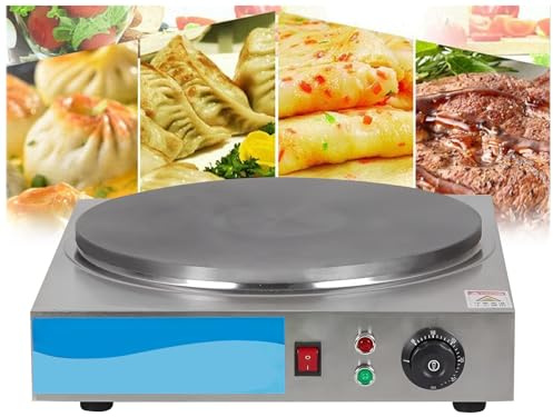 Elektrisk Crepe Maker 110V Non-Stick Elektrisk Crepe-maskin Justerbar temperaturkontroll 403 Rostfritt stål Matlagningsbas, 40 cm / 15,7 tum kvadrat
