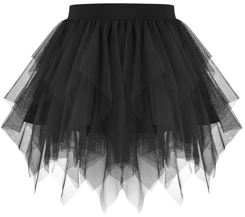 WHIPPY Tulle Skirt for Women Irregular Layered Mesh Tulle Tutu Skirt Short A-Line Ladies Tulle Skirt for Halloween Dancing Party Daily