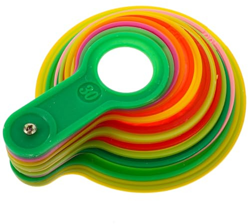GETAJGHSD Juego de 17 Piezas de Círculos Medidores de Diámetro para Frutas de Plástico Multicolor, Calibre de Diámetro Ajustable 30-110 Mm, Herramienta de Medición para Color Aleatorio