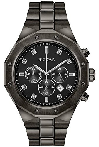 Bulova Men's Classic Diamond 6-Hand Chronograph Quartz Watch, Calendar Date, Luminous Markers, 100M Water Resistant, 44mm