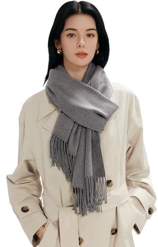 MaaMgic Womens Large Soft Cashmere Feel Pashmina Shawls Wraps Winter Light Scarf, One Size, Dark Gray