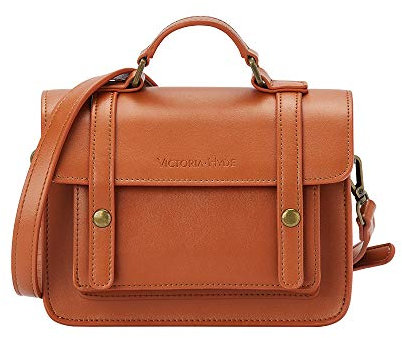 VICTORIA HYDE Schultertasche Damen Vintage Echtleder Crossbody Handtasche Laptoptasche Braun