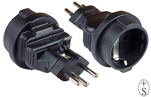 Good Connections® strömadapter schweizisk nätkontakt (SEV1011, rak) till skyddskontaktuttag typ F, SEV – reseadapter/uttagsadapter/nätadapter – SCHWARZ