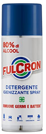 FULCRON 2068 Igienizzante Spray 400 ml con Isopropanolo, Detergente per la Pulizia di Superfici, Tessuti, Condizionatori, Alcool 80%, Rimuove Germi e Batteri, Senza Risciacquo