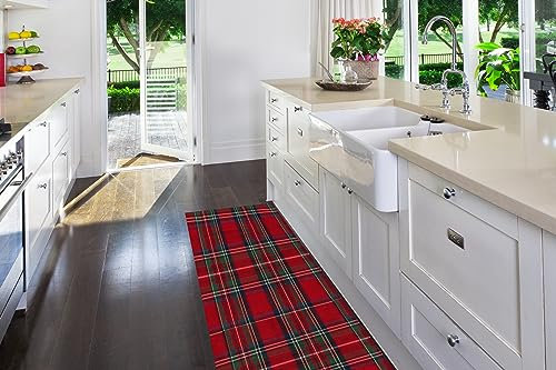 INTRECCI Passatoia Tartan Scozzese Per Cucina Con Stampa Digitale e Fondo Antiscivolo; Runner Pavimento Digitale di Facile Manutenzione Made in Italy (52 x 300 cm, Tartan Rossa)