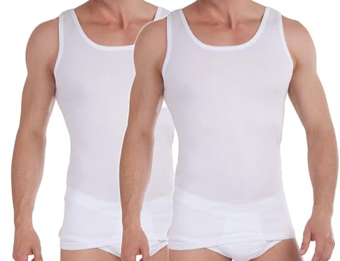 BestSale247 undertröjor herr, tanktopp, 2-pack, armskjortor, finribbad utan sömmar