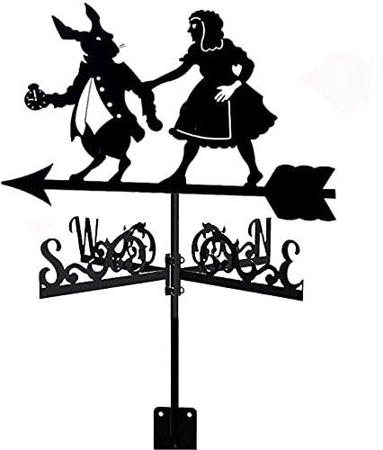 Wetterdekoration aus Metall, Windrichtungsanzeiger, Richtungsanzeiger aus Edelstahl, Metalldekorationen, Geschenk für den Außenbereich, Dach, Garten, Wetterfahne, Gartenpfahl, Messwerkzeug, Dachmo