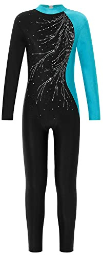 iEFiEL Helkroppsdräkt för flickor, gymnastik, overall, långärmad gymnastikdräkt, onepiece, träningsoverall, danskostym