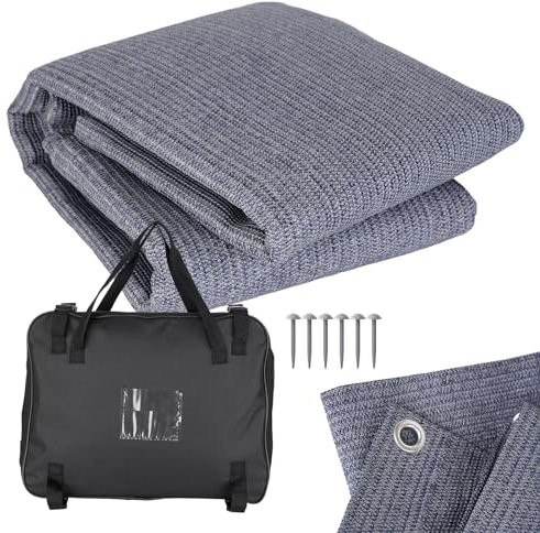 K-home Vorzeltteppich + Heringe + Tasche - GRAU-BLAU - Zeltteppich Zeltunterlage Outdoor Camping Vorzelt Campingteppich Vorzeltboden (300 cm x 400 cm (Breite x Länge))