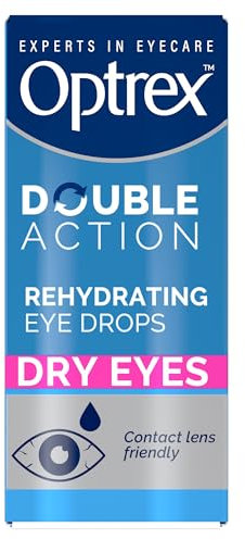 Optrex Double Action, Dry Eyes, 10 ml, Moisturising Drops for Dry & Tired Eyes, Fast Long-Lasting Relief, Restores Moisture, Suitable with Contact Lenses, Eye Care Solution, Instant Relief