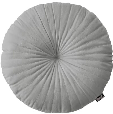 ROOM99 Milou Cojín Redondo de 45 cm, cojín Decorativo, Relleno de Felpa, cojín para sofá, Cama, sofá, salón, Decorativo, Terciopelo, Acolchado, Gris Claro