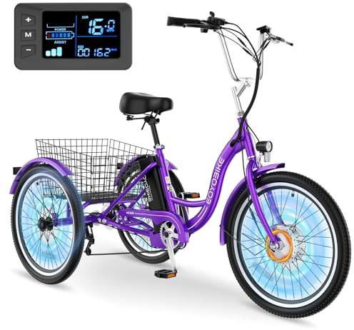 MOPHOTO Electric Tricycles for Adults, 3 Wheel E-Bike with 350W–700W Motor, Folding or Cruiser Frame, Multiple Speeds and Tire Sizes