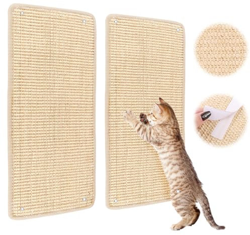 2 Sisal Teppich Katzen Kratzbrett Wand 60 * 30cm,Katzen kratzmatte,Natürliche Sisal Teppich Katzen,kratzmatte rutschfest,Kratzmatte für Katzen Teppiche Wände zu schützen und Sofas