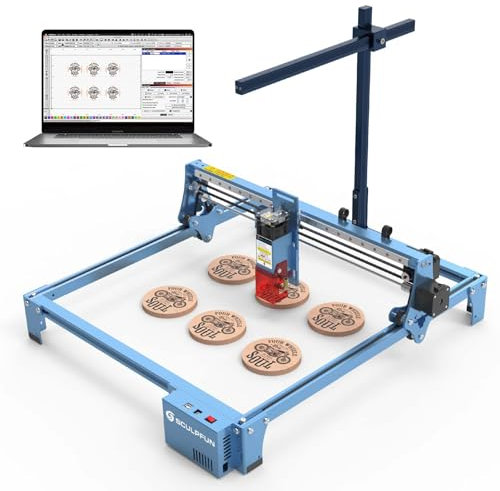 SCULPFUN 10 W lasergravyrmaskin med CAM500 Laser Kamrea CNC DIY lasergraverare och laserskärare, gränsvärde, högprecision, linjär glidskena i industriell kvalitet, X-axel