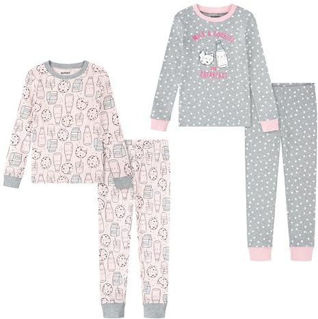 HUGGIES Little Fille Snug Sleep Set (4-Pieces) Ensemble De Pijama, Rose/Gris, 3 Ans EU