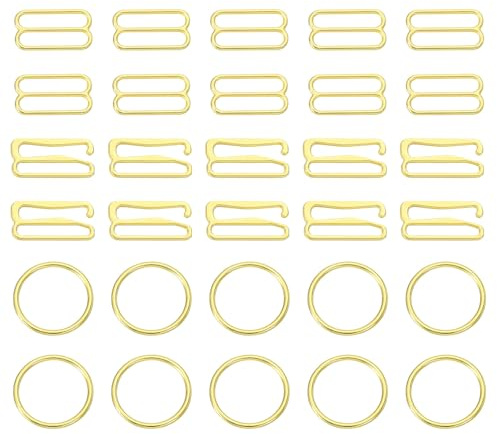 sourcing map 9 Forma Bra Strap Ganci, Regolazione Slide Bra Strap Clip, Costume Da Bagno Chiusura, Reggiseno Gancio, Oro, 8mm