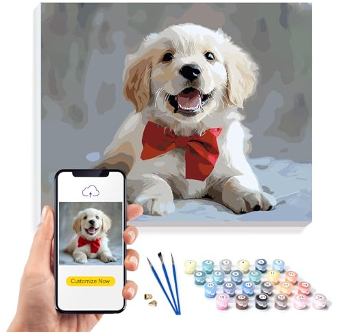 KURUMi 24/36/48 Colors Personalised Paint by Numbers Kit for Adults – Custom Photo DIY Painting Set for Beginners, Create Unique Wall Art from Your Favorite Photo of Family, Pet, or Loved One