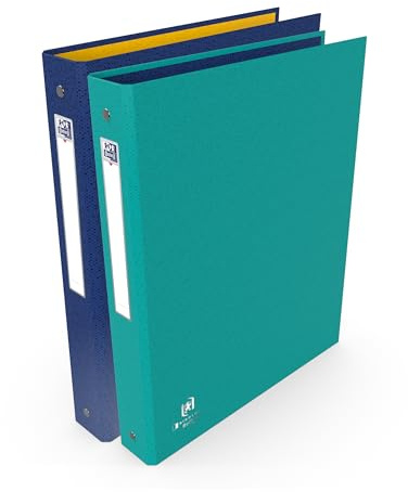 OXFORD Lot de 2 Classeurs A4 4 anneaux Dos 40mm Bicolor Recyc+ Couleurs bleu