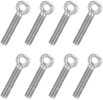 PATIKIL 8 Pcs M5x25mm Boulon À Anneau À Épaulement Pivotant, 304 Acier Inoxydable Métrique Filetage Complet Trou D'Œil Fisheye Vis De Levage Boulon De Gréement Fixations Vis, Ton Argenté