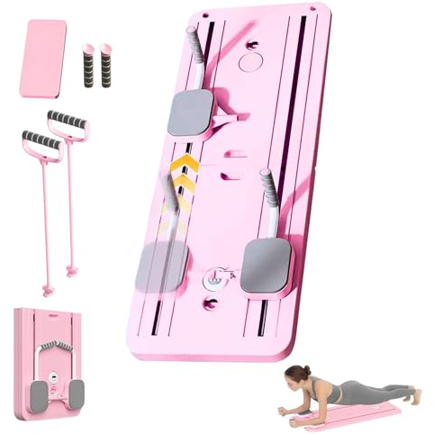 Máquina Reformer de Pilates Plegable. Equipo Reformador de Pilates con Base Deslizante, Bandas de Resistencia y Temporizador, Kit Entrenamiento en Casa con Empuñaduras Antideslizantes para Ejercicios.