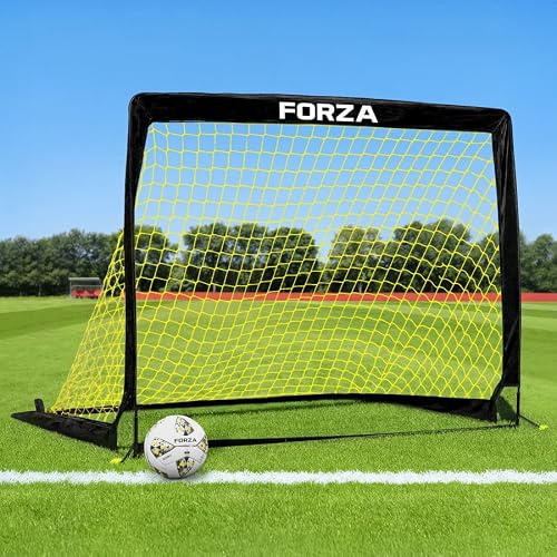 FORZA Fyrkantigt Pop-Up Fotbollsmål [6 Storlekar] | Portabelt fotbollsmål med bärväska och markpinnar – Uppsättning på 5 sekunder – Styckvis eller par