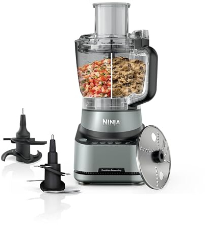 Ninja PrecisionPro Procesador de alimentos de 2,1 l, 4 ajustes predefinidos y ajustes manuales, hace masa para pizza y pan, corta verduras y mucho más, piezas aptas para lavavajillas, negro BZ651EU