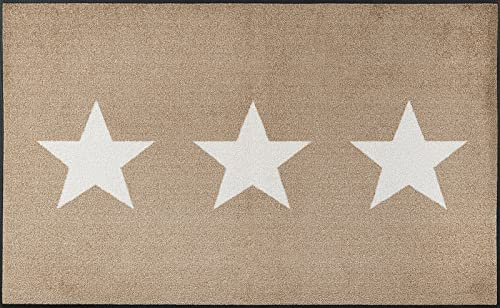 wash+dry Fußmatte, Stars sand 75x120 cm, innen und außen, waschbar, Beige