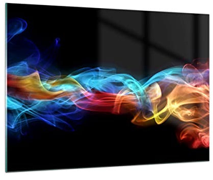 Moderne Impression sur Verre 100x70cm Image Tableau en Verre Decoration Murale Résumé air coloré figure Grand Tableaux Decoratifs Muraux Chambre Cuisine Horizontal Deco Cadre Salon Art GAA100x70-2171