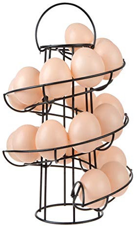 Egg Skelter Moderner Spiral-Spender – freistehender Drahthalter für Hühnereier, Präsentationskorb für Küchentheke, Schwarz