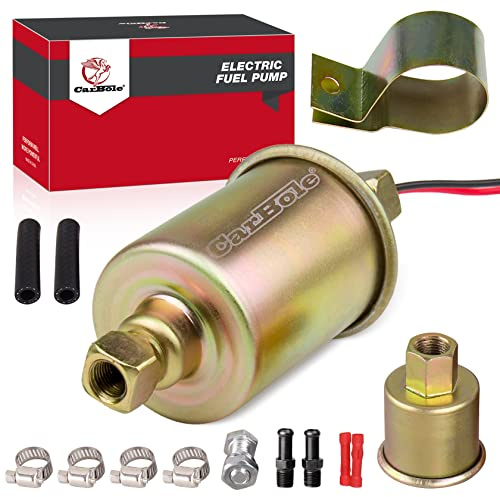 CarBole Elektrisk bränslepump 5-9 PSI, universell bensinpump för diesel och bensin med filter, ren koppartråd, 8 mm in- och utloppsstorlek, kompatibel med 12 V-enheter