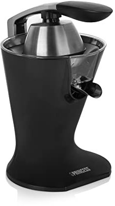 Princess Citrus Juicer – Zitruspresse mit 2 Presskegeln – Edelstahl-Fruchtfleischfilter– Schwarz – 201857