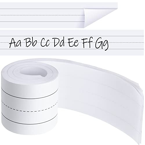 100 Sheets Ruled Sentence Strips 3 x 24 Inches White Sentence Strips for Learning White Lined Ruled Word Learning Office Supplies