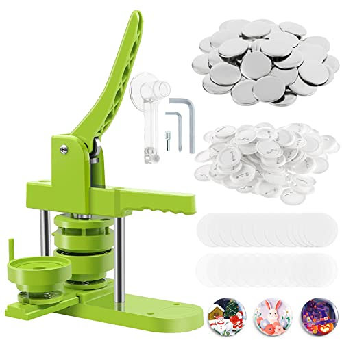 Dyna-Living Badge Maker Machine - 58mm(2.28in) DIY Round Pin Badge Making Kit with 200pcs Button Parts and Circle Cutter