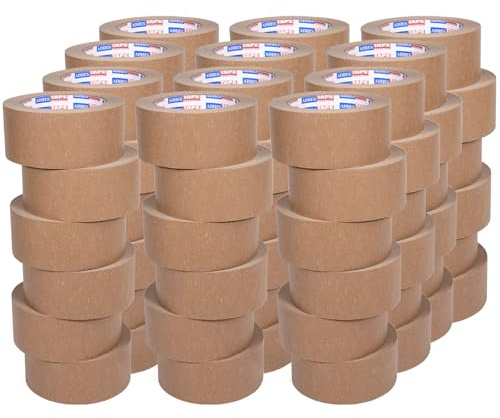ADHES Ruban adhésif d'emballage en eco papier kraft bande de colis pour boîte carton demenagement,50mm x 40m,brun,72Rouleaux